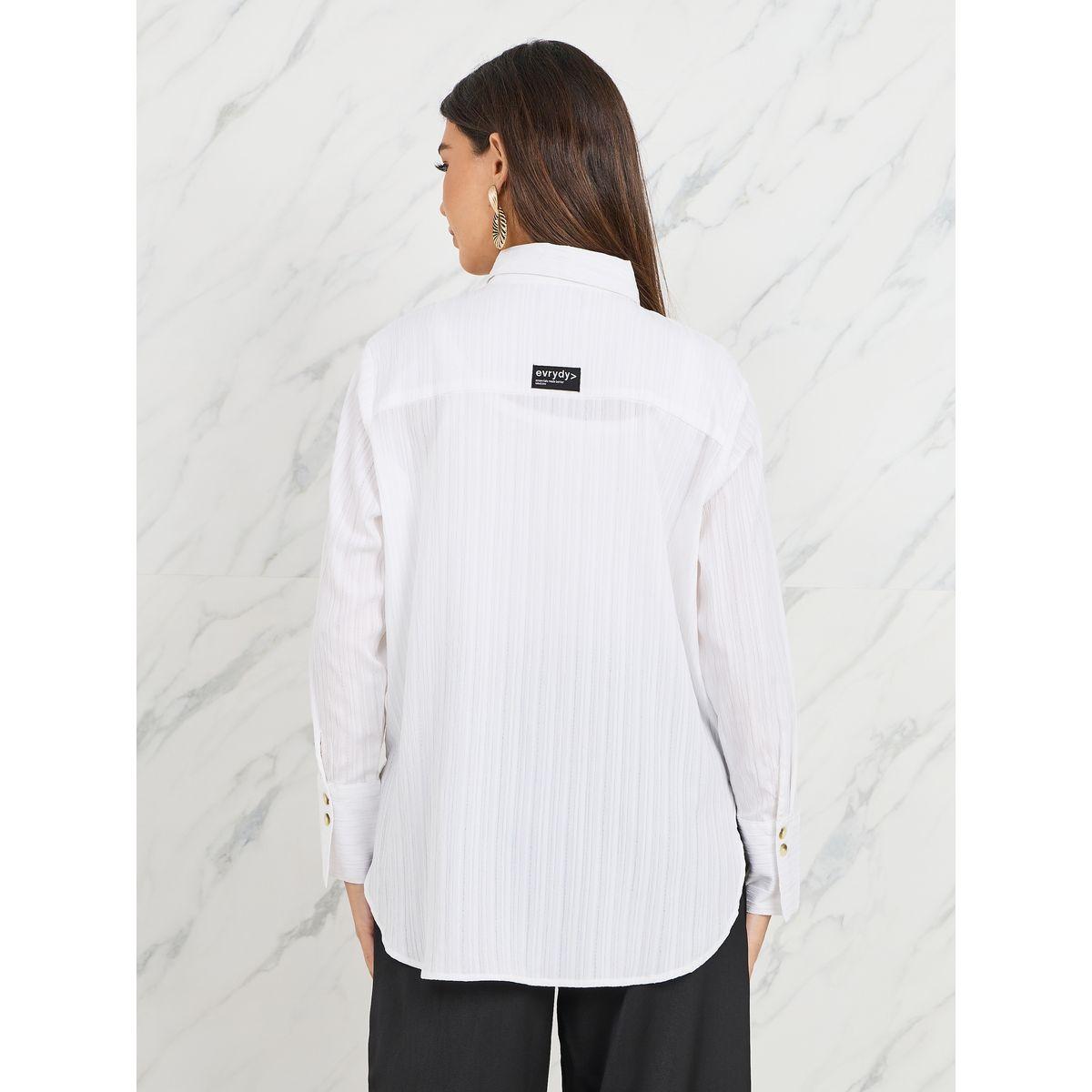 Styli Elevate High-Low Hem Button Detail Crepe Regular Fit Shirt-women-clothing-shirtsandblouses-shirts-image-4