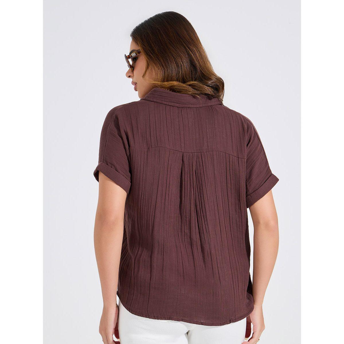 بلوزة بتفاصيل بارزة الملمس مع قصة عادية وازرار-women-clothing-shirtsandblouses-shirts-image-5