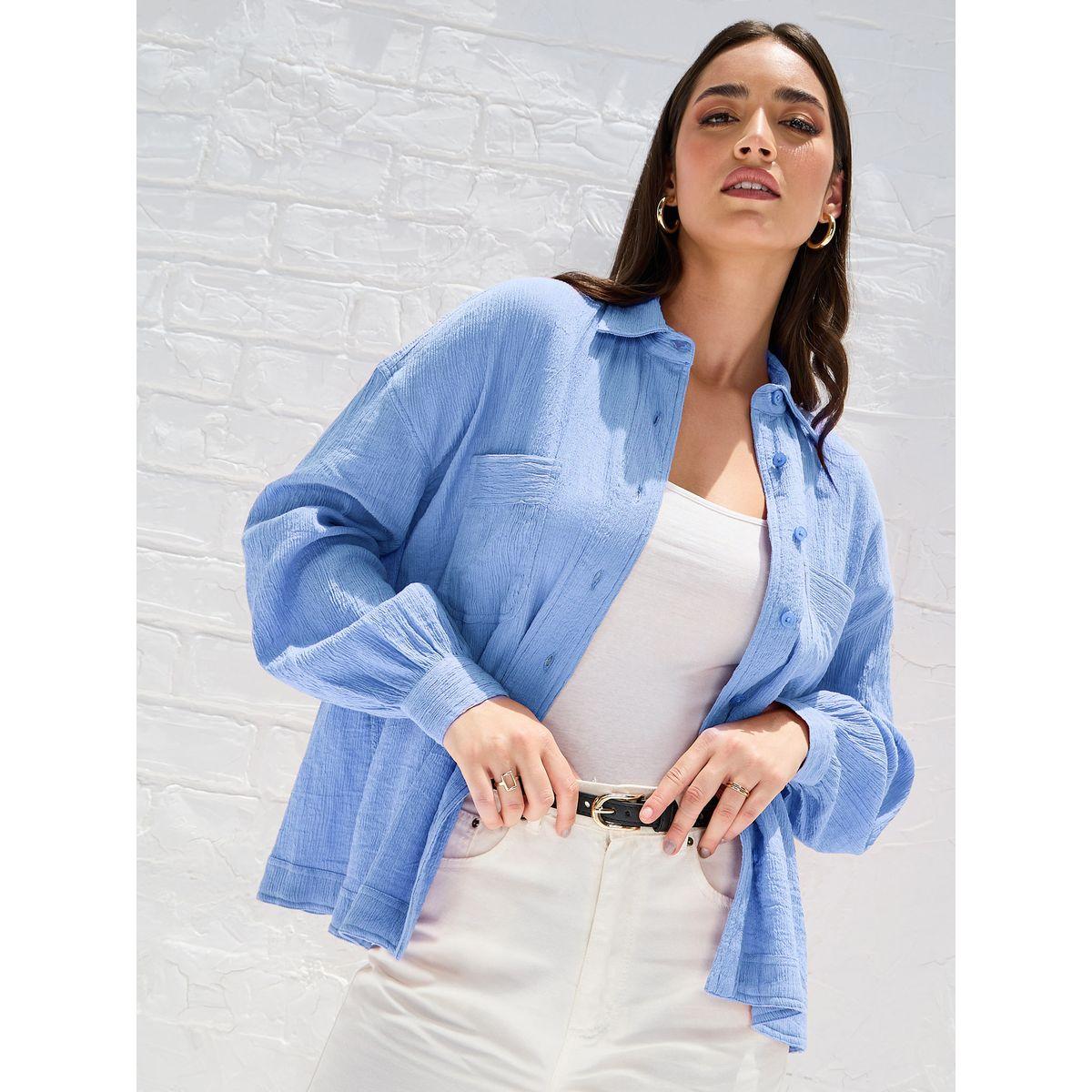 Styli Elevate Drop Shoulder Crepe Oversized Shirt with Patch Pocket-women-clothing-shirtsandblouses-shirts-image-3