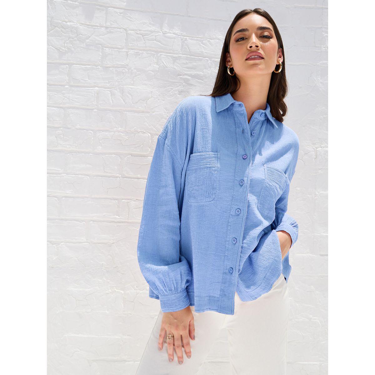 Styli Elevate Drop Shoulder Crepe Oversized Shirt with Patch Pocket-women-clothing-shirtsandblouses-shirts-image-6