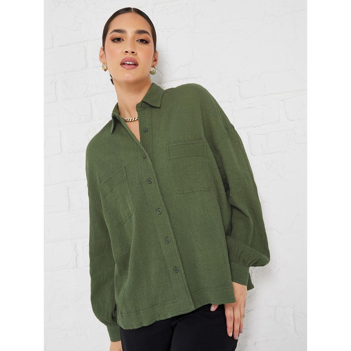 Styli Elevate Drop Shoulder Crepe Oversized Shirt with Patch Pocket-women-clothing-shirtsandblouses-shirts-image-3