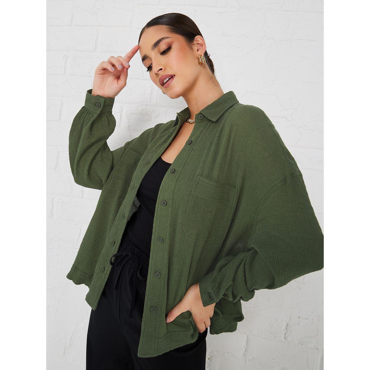 Styli Elevate Drop Shoulder Crepe Oversized Shirt with Patch Pocket-women-clothing-shirtsandblouses-shirts-image-4