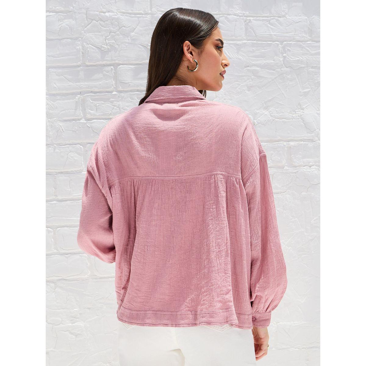 Styli Elevate Drop Shoulder Crepe Oversized Shirt with Patch Pocket-women-clothing-shirtsandblouses-shirts-image-5