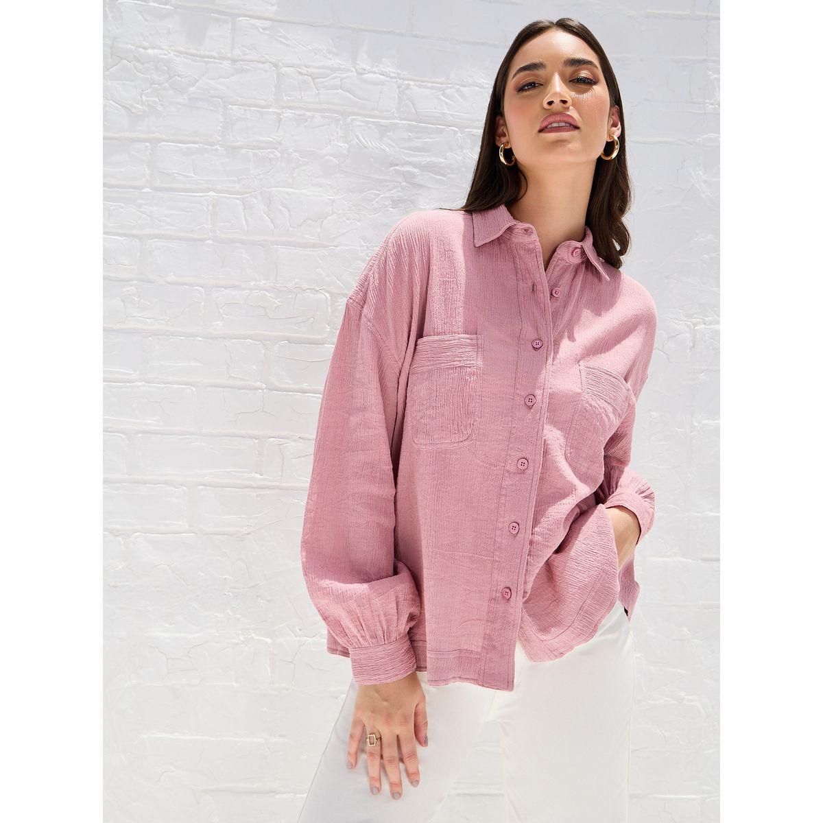 Styli Elevate Drop Shoulder Crepe Oversized Shirt with Patch Pocket-women-clothing-shirtsandblouses-shirts-image-6