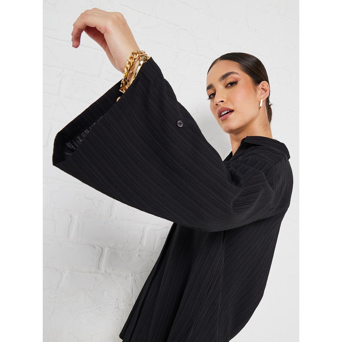 Styli Elevate Flare Sleeve Crepe Oversized Longline Shirt-women-clothing-shirtsandblouses-shirts-image-2