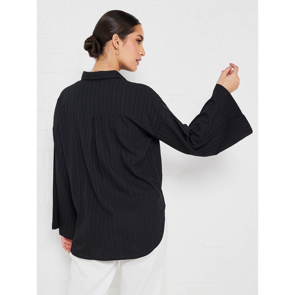 Styli Elevate Flare Sleeve Crepe Oversized Longline Shirt-women-clothing-shirtsandblouses-shirts-image-5