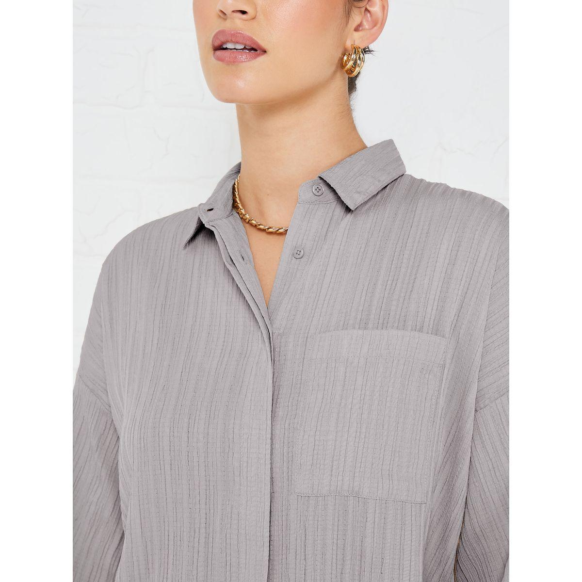 Styli Elevate Flare Sleeve Crepe Oversized Longline Shirt-women-clothing-shirtsandblouses-shirts-image-3