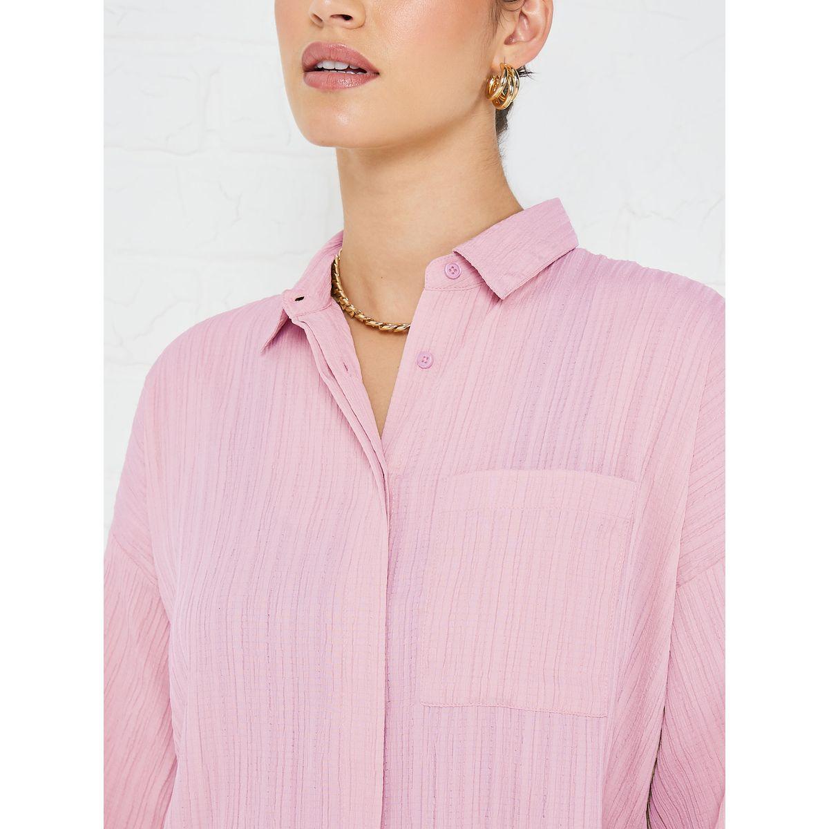 Styli Elevate Flare Sleeve Crepe Oversized Longline Shirt-women-clothing-shirtsandblouses-shirts-image-3