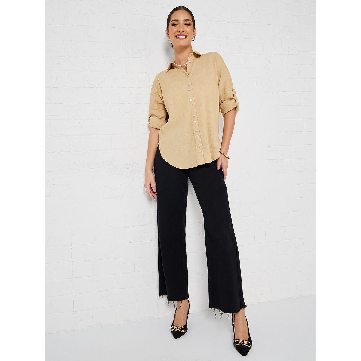 Styli Elevate Oversized Roll-Up Sleeve Crepe Longline Shirt-women-clothing-shirtsandblouses-shirts-image-2