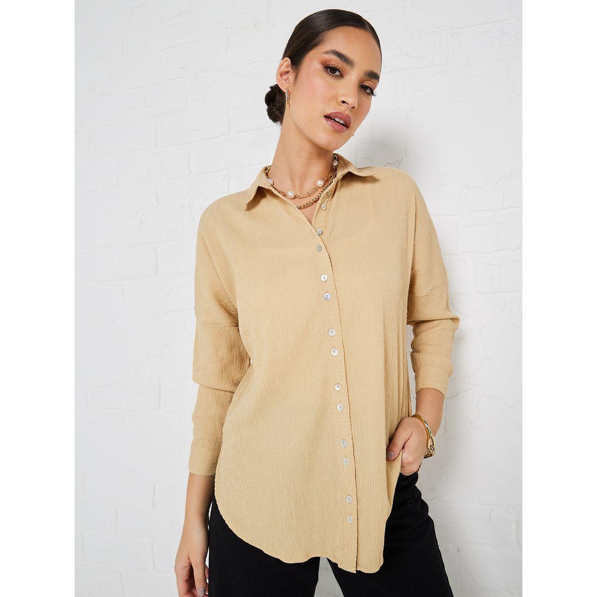 Styli Elevate Oversized Roll-Up Sleeve Crepe Longline Shirt-women-clothing-shirtsandblouses-shirts-image-3