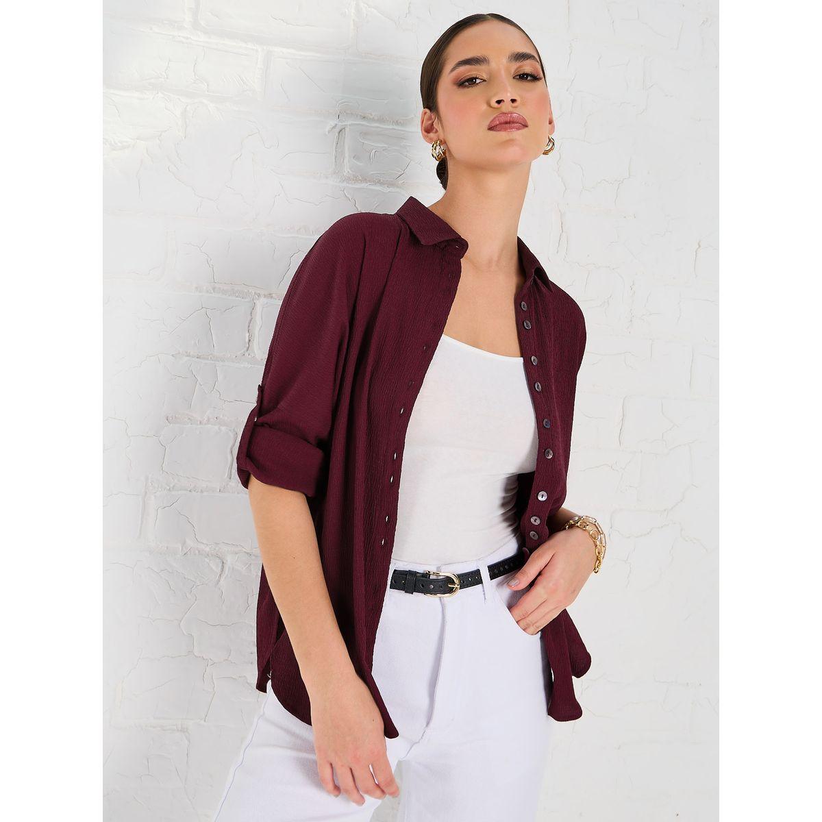 بلوزة طويلة واسعة بأزرار غلق-women-clothing-shirtsandblouses-shirts-image-1