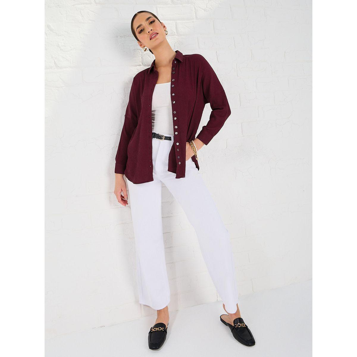 Styli Elevate Oversized Roll-Up Sleeve Crepe Longline Shirt-women-clothing-shirtsandblouses-shirts-image-2