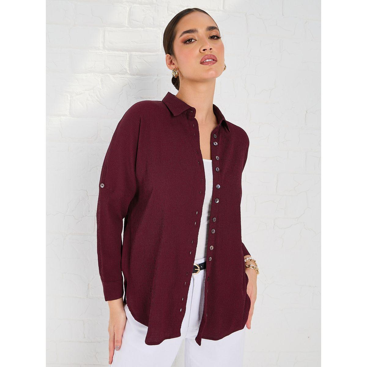 بلوزة طويلة واسعة بأزرار غلق-women-clothing-shirtsandblouses-shirts-image-3
