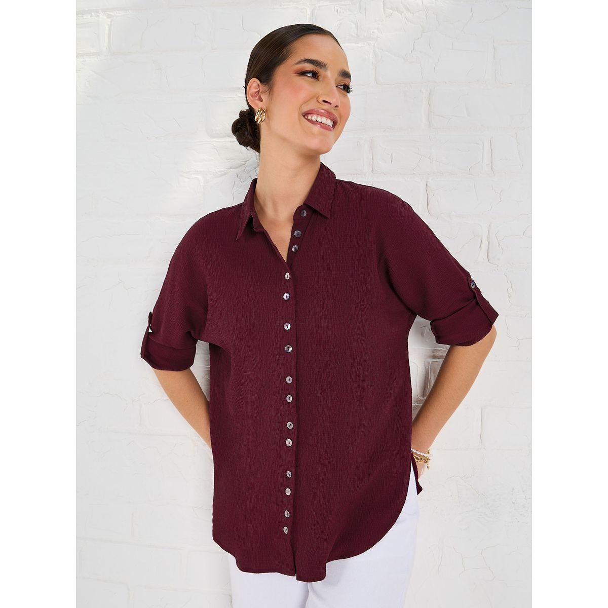 بلوزة طويلة واسعة بأزرار غلق-women-clothing-shirtsandblouses-shirts-image-4
