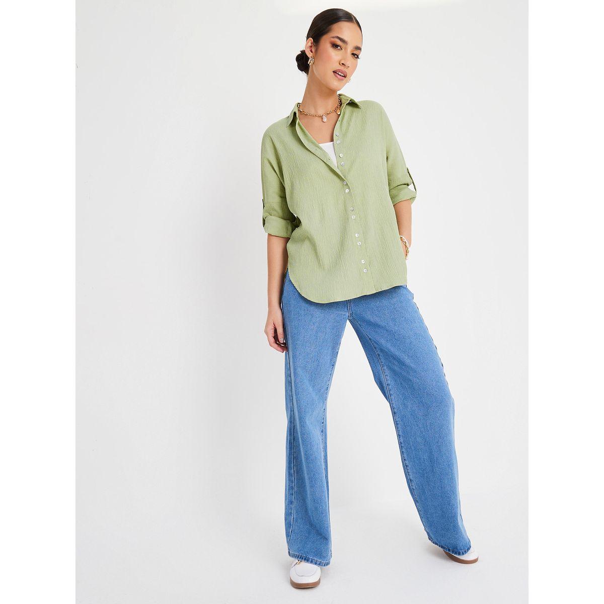 Styli Elevate Oversized Roll-Up Sleeve Crepe Longline Shirt-women-clothing-shirtsandblouses-shirts-image-2