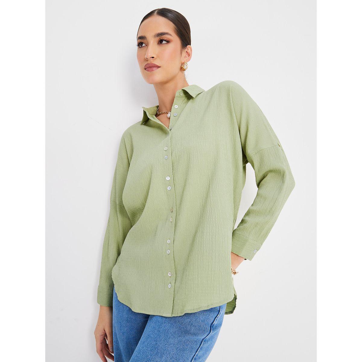 Styli Elevate Oversized Roll-Up Sleeve Crepe Longline Shirt-women-clothing-shirtsandblouses-shirts-image-3