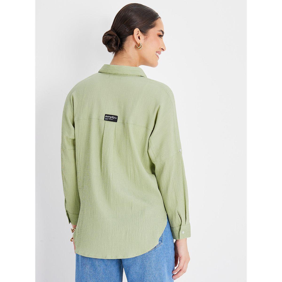 Styli Elevate Oversized Roll-Up Sleeve Crepe Longline Shirt-women-clothing-shirtsandblouses-shirts-image-4