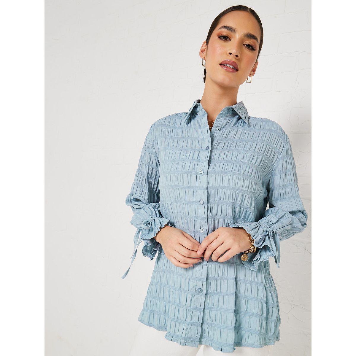 Styli Elevate Textured Oversized Longline Shirt with Buttons-women-clothing-shirtsandblouses-shirts-image-8