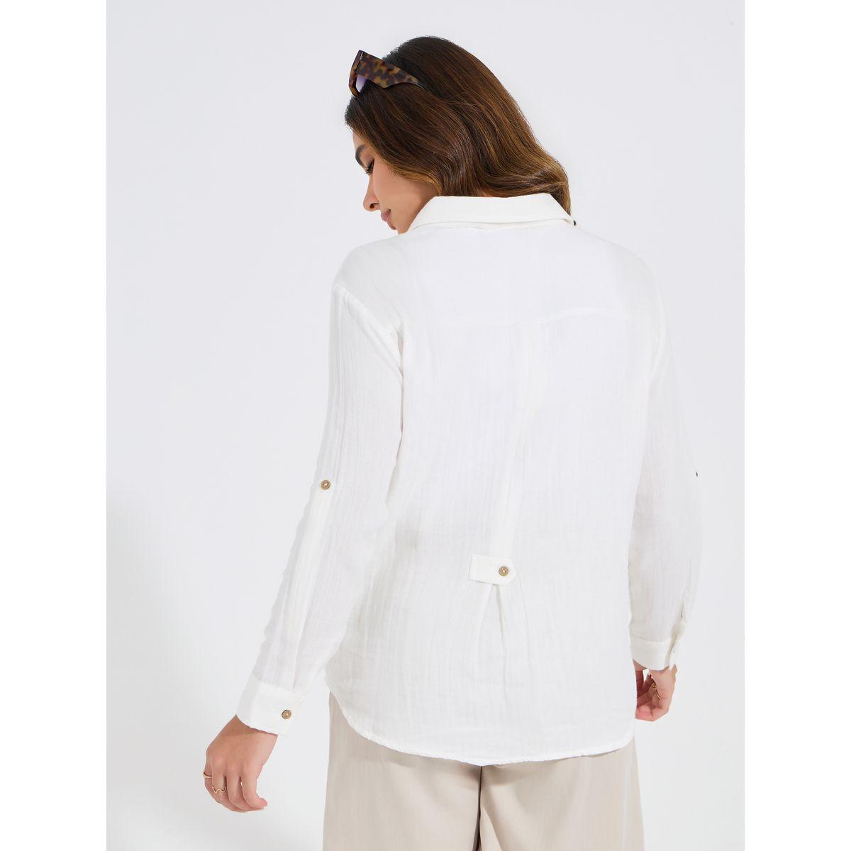 بلوزة فضفاضة بتفاصيل بارزة الملمس واكمام ملفوفة-women-clothing-shirtsandblouses-shirts-image-3