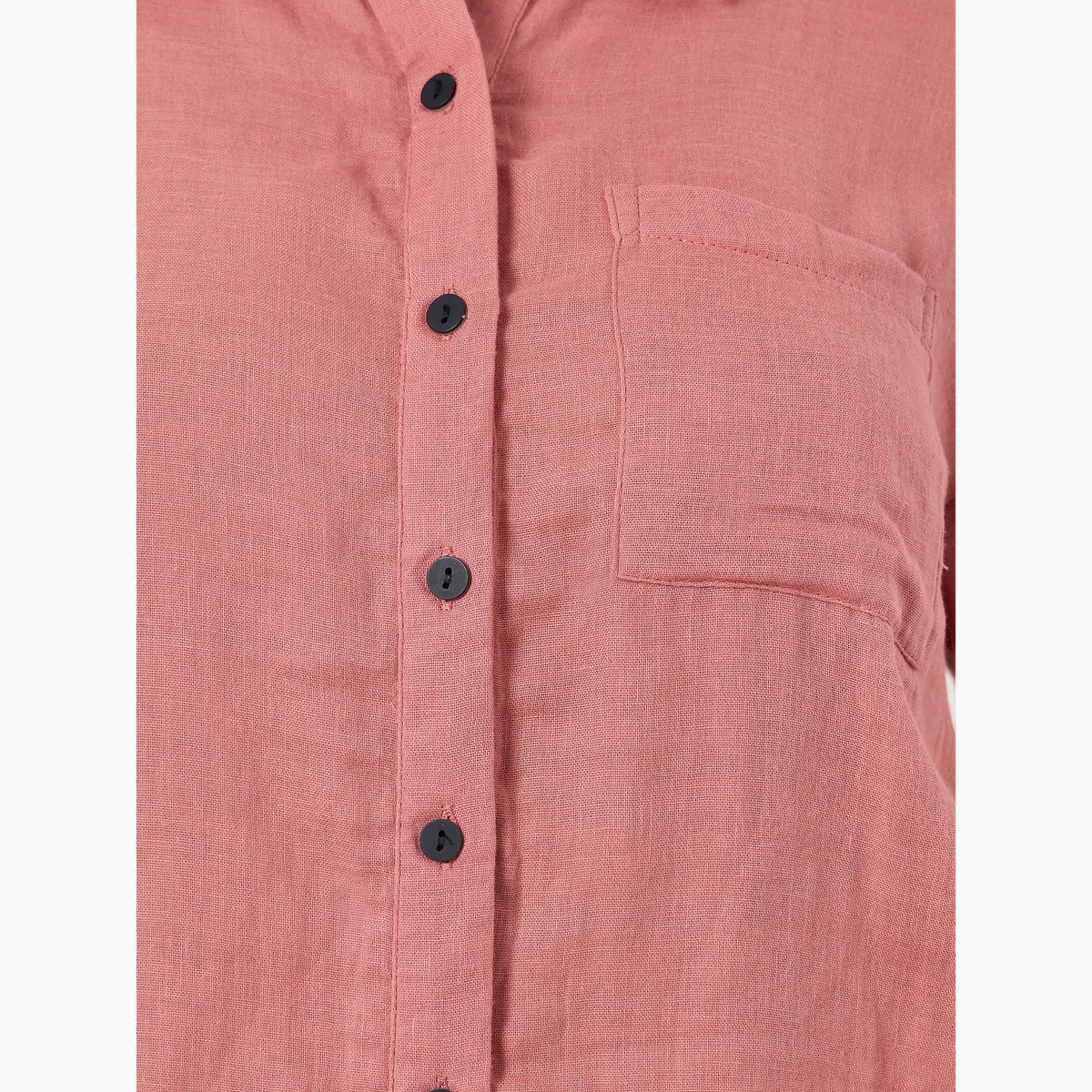 بلوزة قطن بقصة واسعة وأكمام قابلة للطي-women-clothing-shirtsandblouses-shirts-image-4