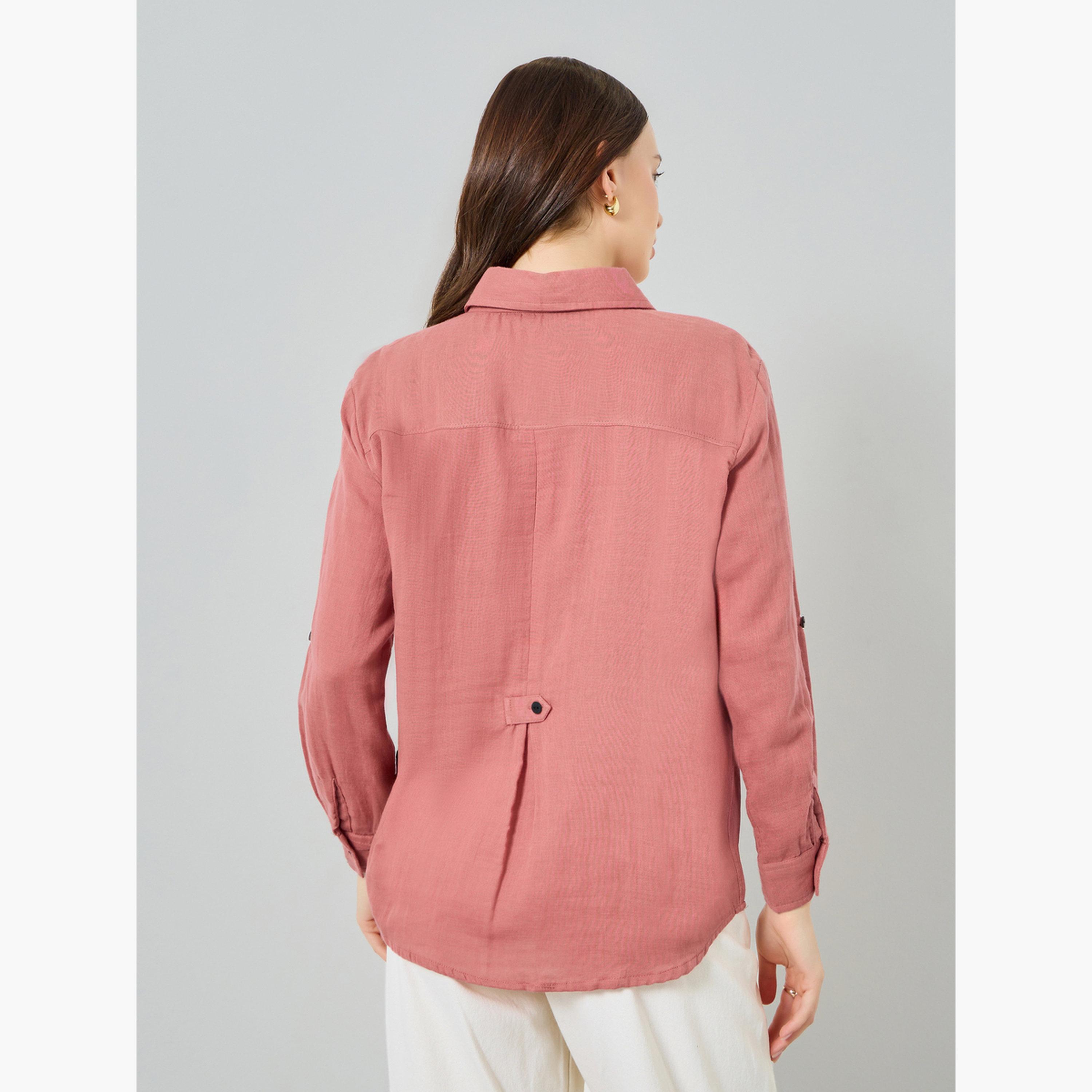 Styli Women Cotton Oversized Shirt with Roll-Up Sleeves-women-clothing-shirtsandblouses-shirts-image-5