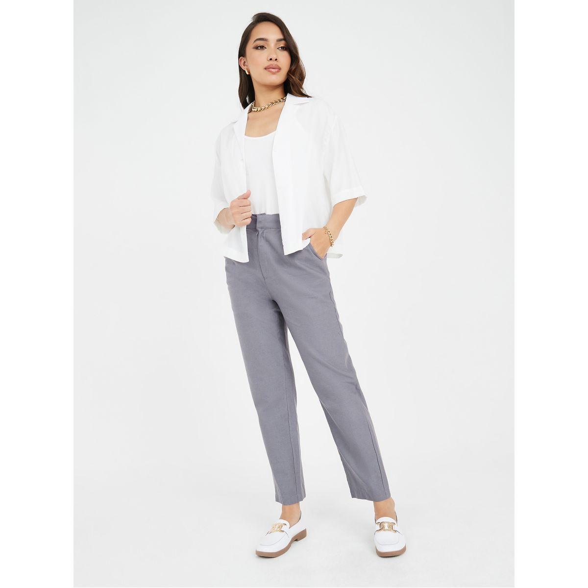 Styli High Rise Crop Length Tapered Trouser-women-clothing-bottoms-trousers-image-2