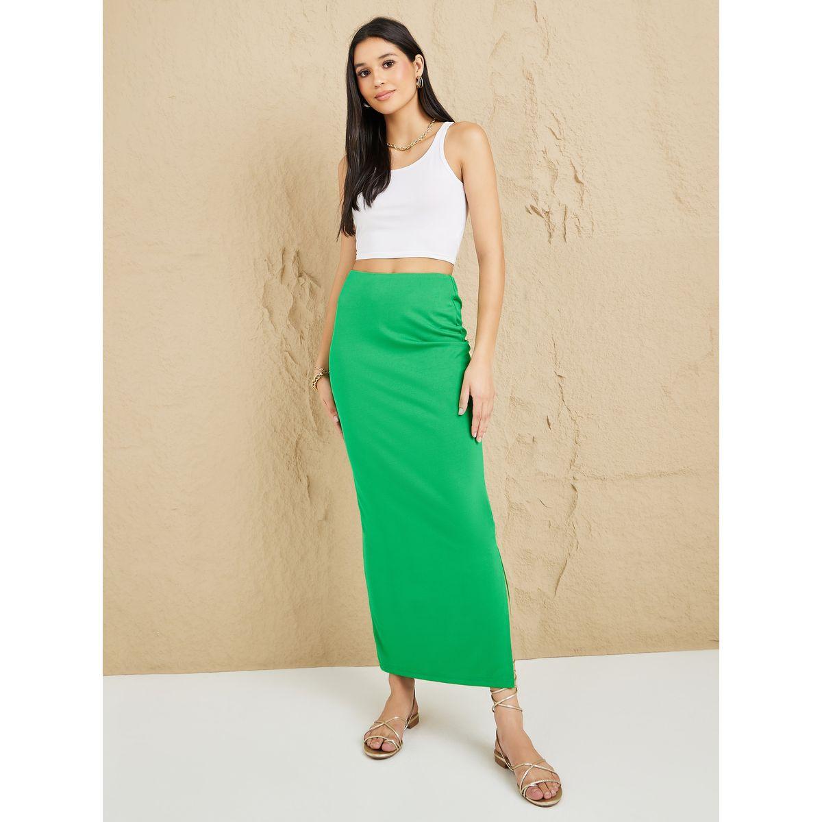 تنورة سادة بشق جانبي-women-clothing-bottoms-skirts-image-1
