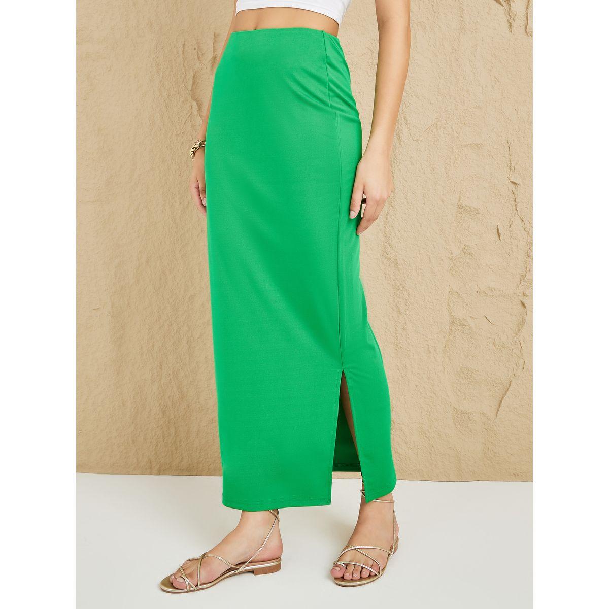 Styli Solid Side Slit Bodycon Skirt-women-clothing-bottoms-skirts-image-2