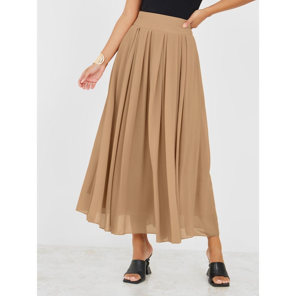 تنورة طويلة مزينة بكسرات وطيات-women-clothing-bottoms-skirts-image-1