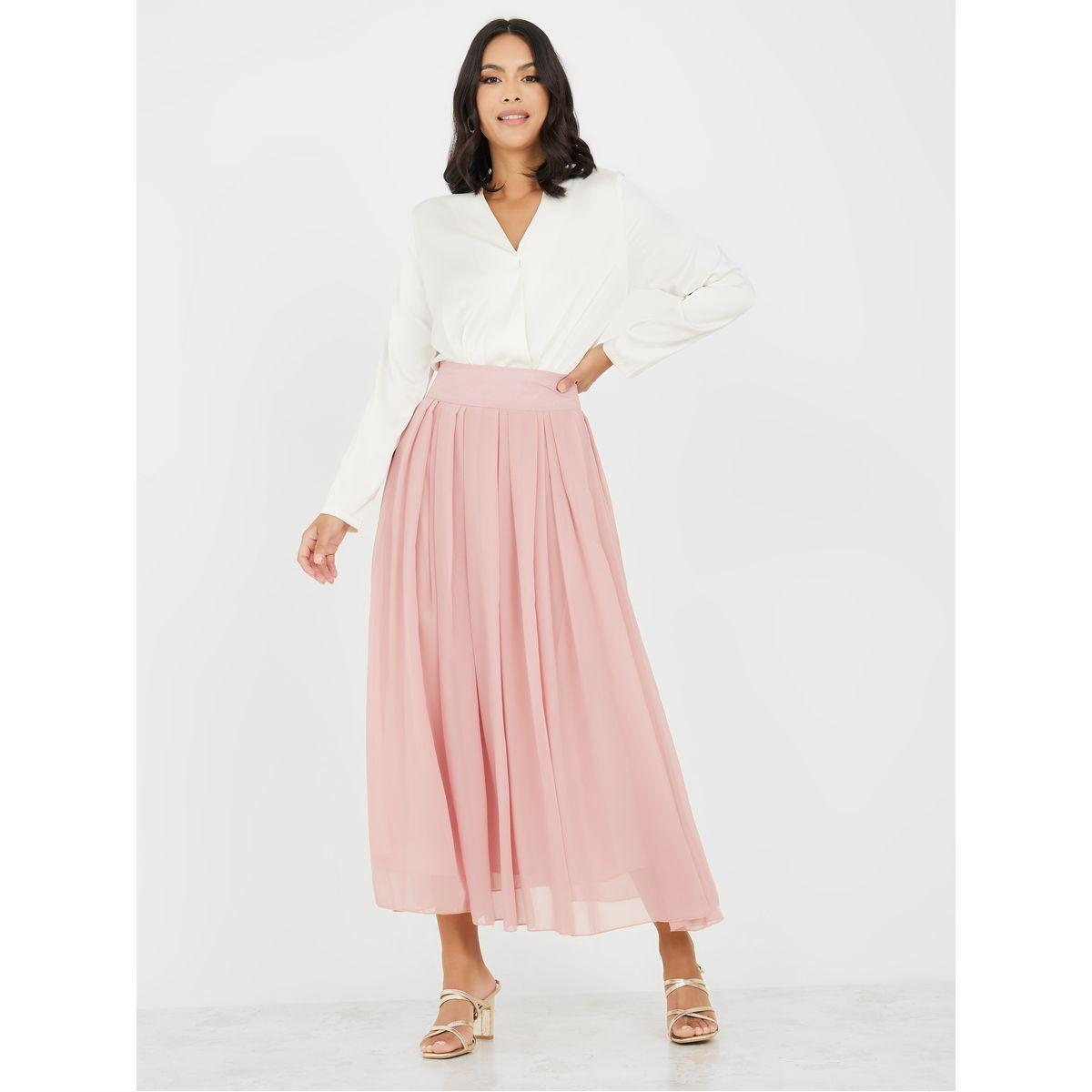 تنورة طويلة مزينة بكسرات وطيات-women-clothing-bottoms-skirts-image-2