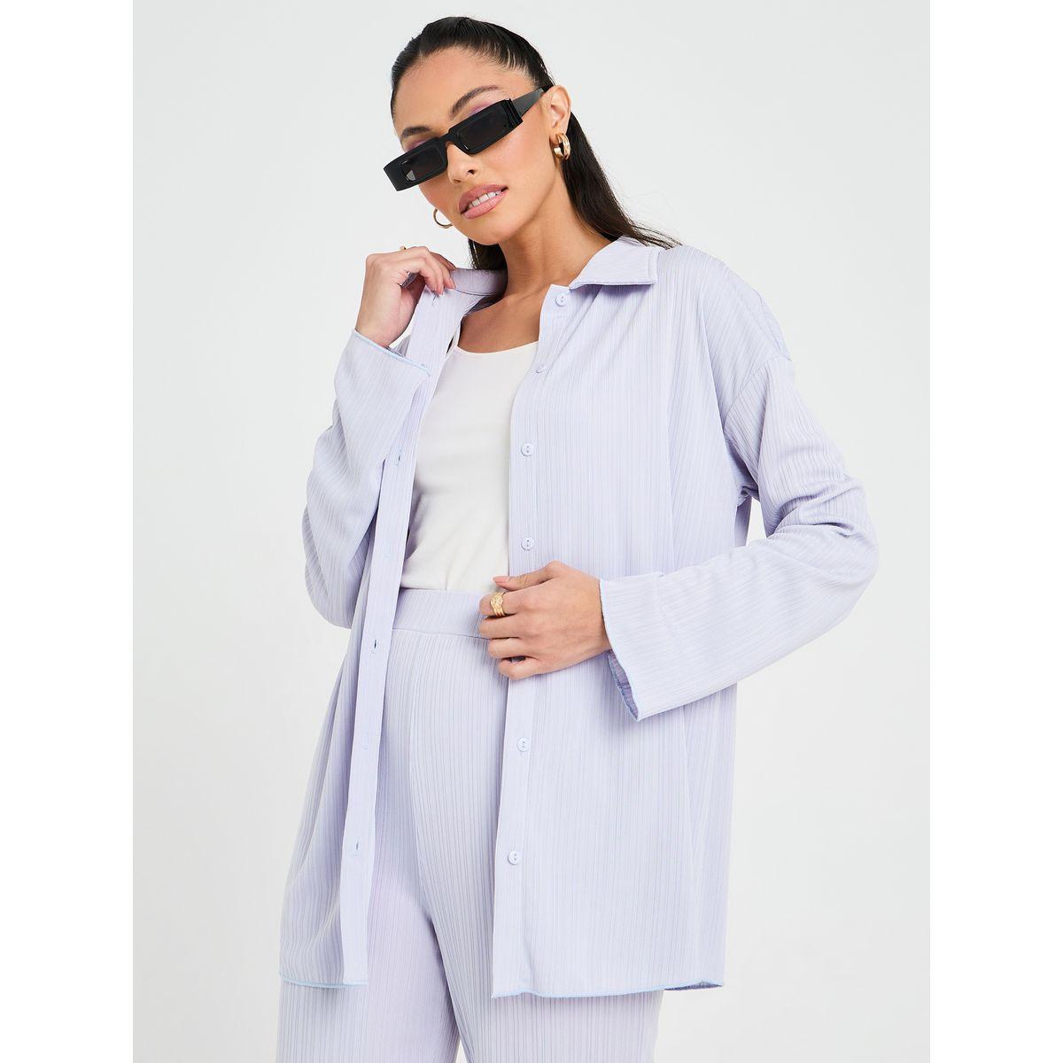 Styli Button Placket Longline Shirt & Trouser Co-Ord Set-women-clothing-coordsets-image-3