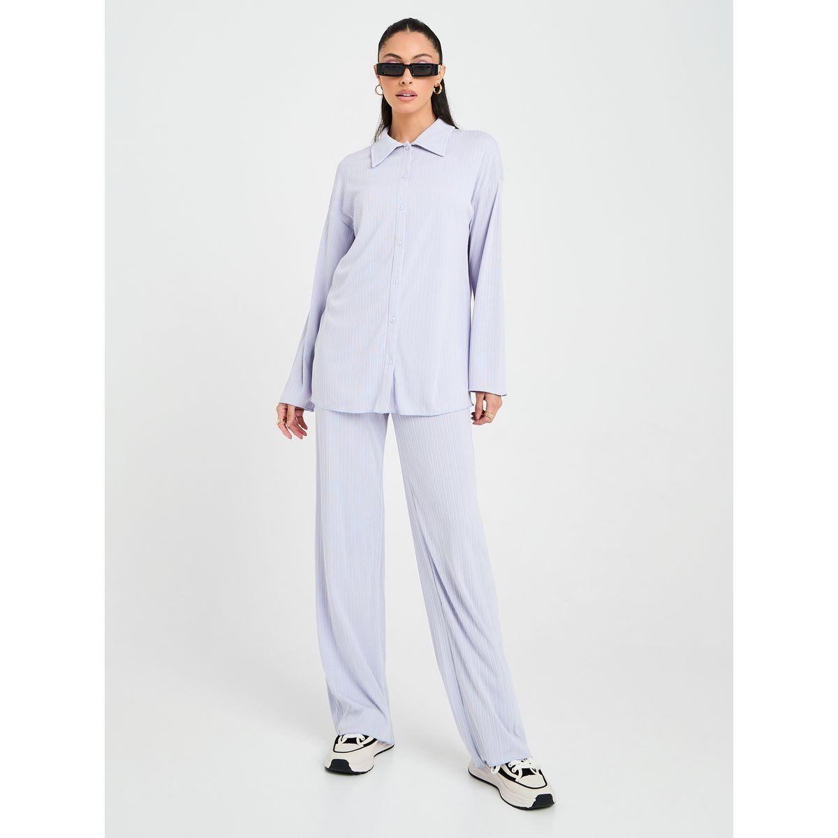 Styli Button Placket Longline Shirt & Trouser Co-Ord Set-women-clothing-coordsets-image-4