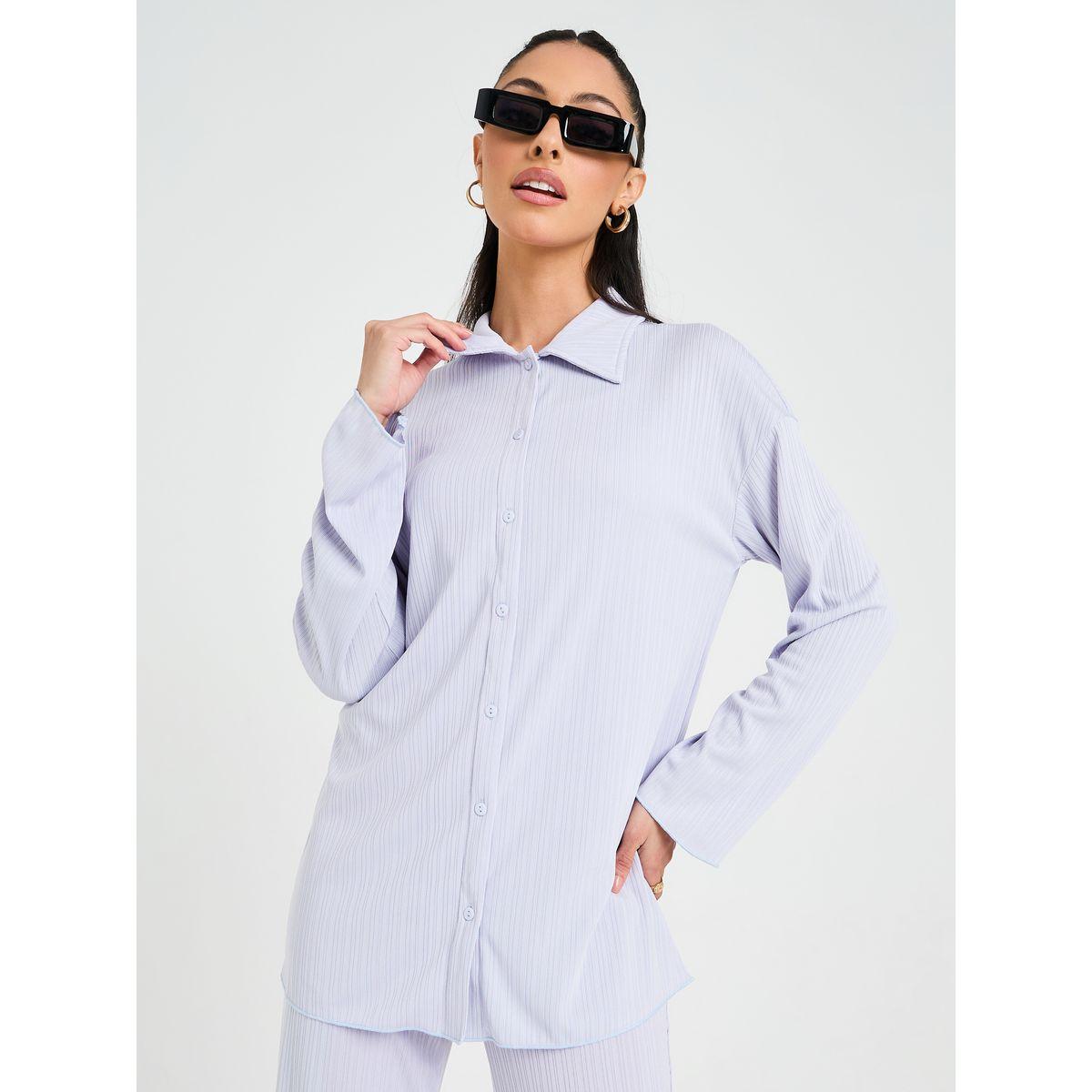 Styli Button Placket Longline Shirt & Trouser Co-Ord Set-women-clothing-coordsets-image-5