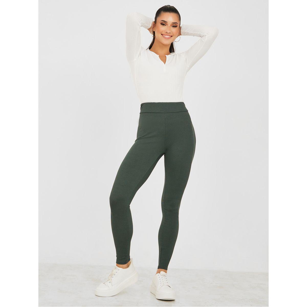 Styli Solid High Rise Ribbed Knit Leggings-women-clothing-bottoms-leggings-image-1