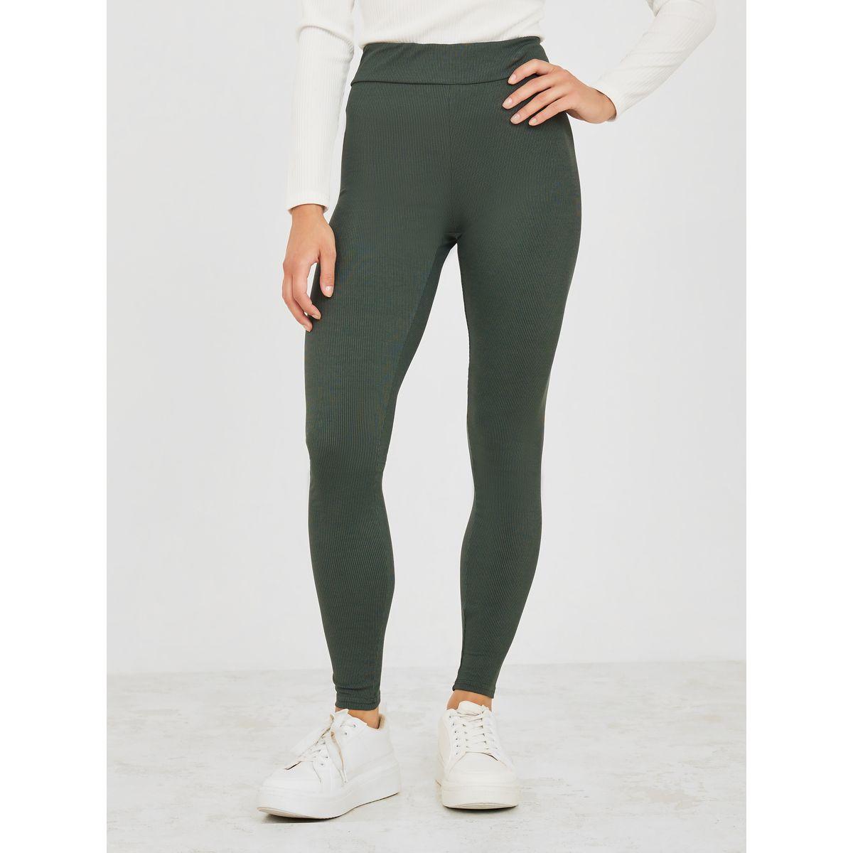 Styli Solid High Rise Ribbed Knit Leggings-women-clothing-bottoms-leggings-image-2
