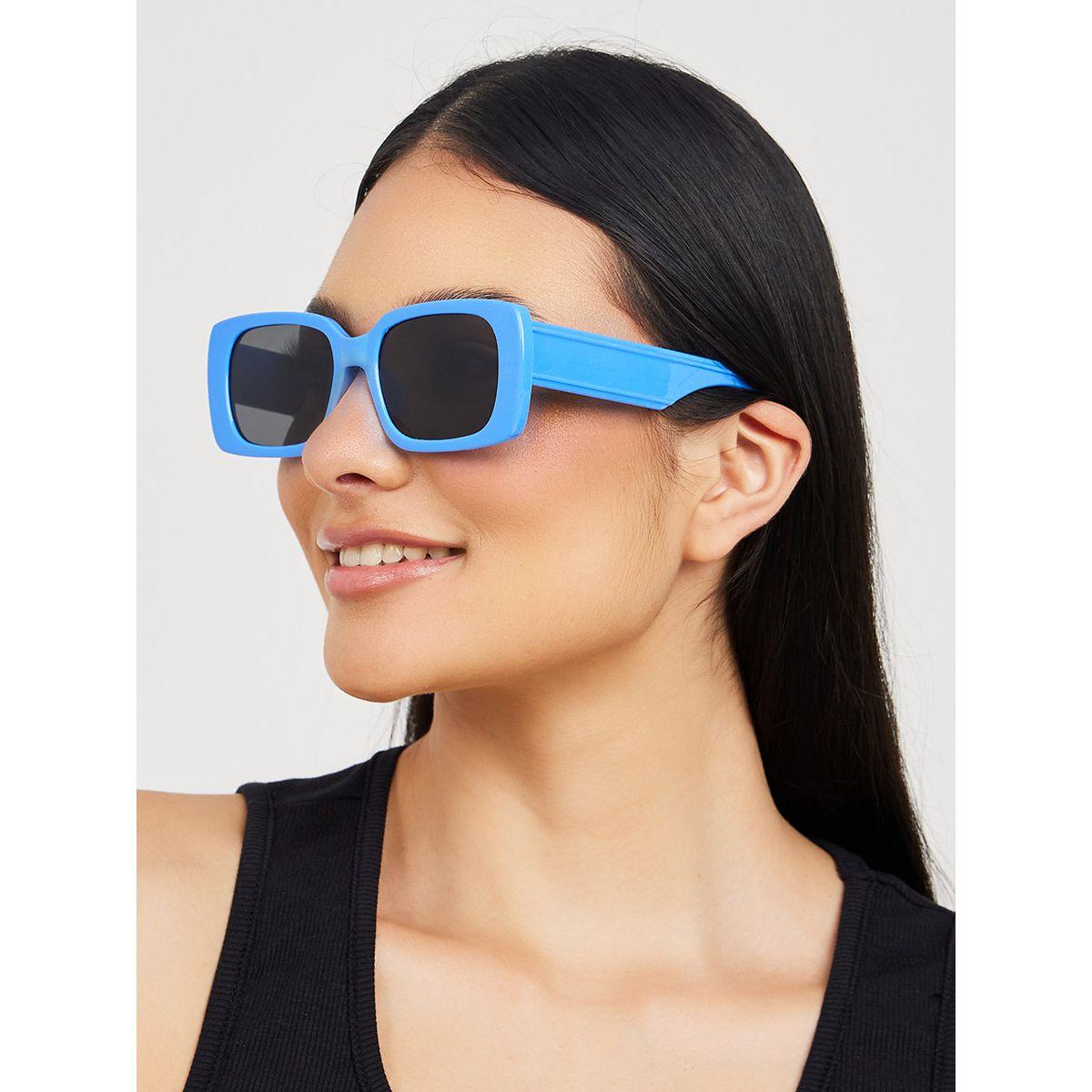 Styli Solid Rectangle Frame Sunglasses-women-sunglasses-image-2