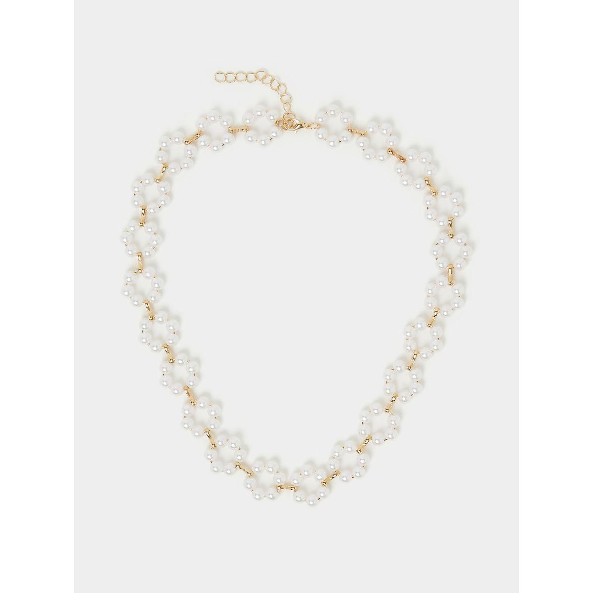 Styli Floral Faux Pearl Necklace-women-watchesandjewellery-jewellery-necklacesandpendants-image-2