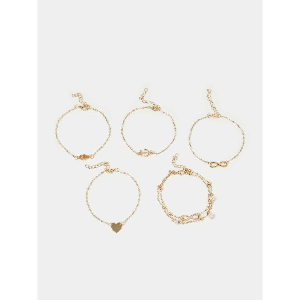 Styli Set of 5 - Infinity Anchor Heart Bracelet -women-watchesandjewellery-jewellery-anklets-image-2