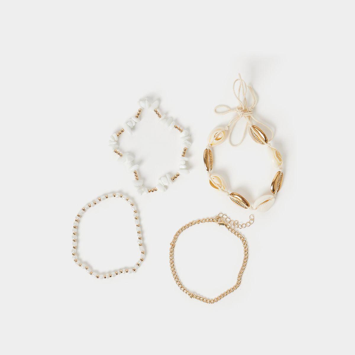 Styli Set of 4 - Shell Beaded Anklet-women-watchesandjewellery-jewellery-anklets-image-2