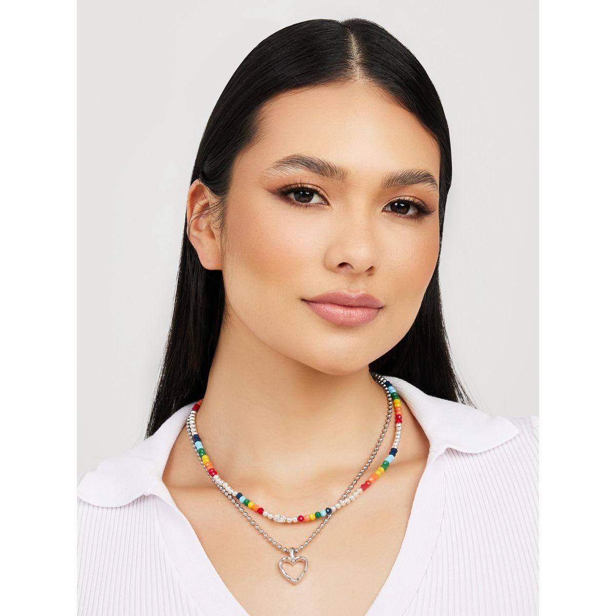 Styli Set of 2 - Smile and Heart Drop Necklace-women-watchesandjewellery-jewellery-necklacesandpendants-image-1