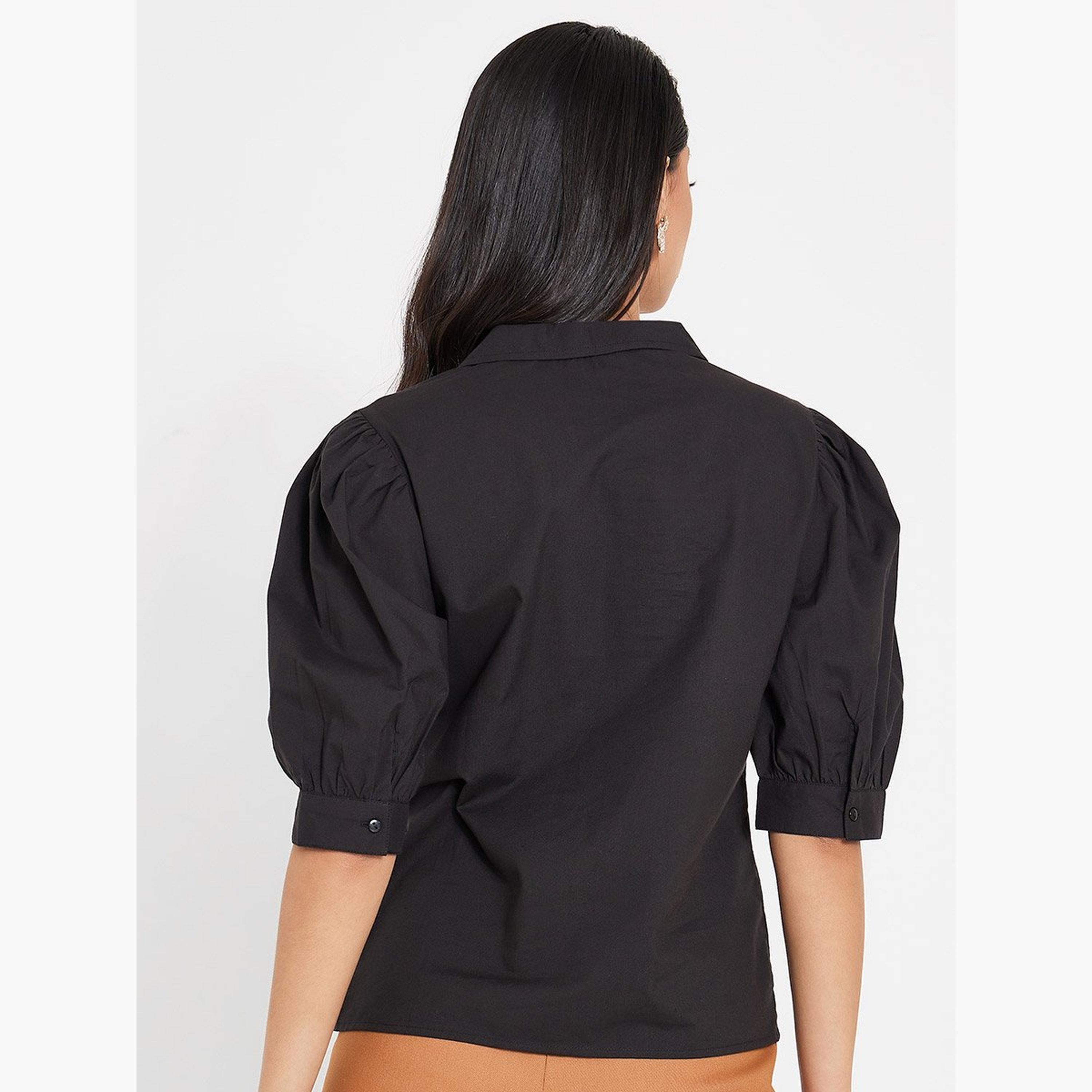 ستايلي - قميص بوبلين بأكمام منتفخة وأزرار-women-clothing-shirtsandblouses-shirts-image-5