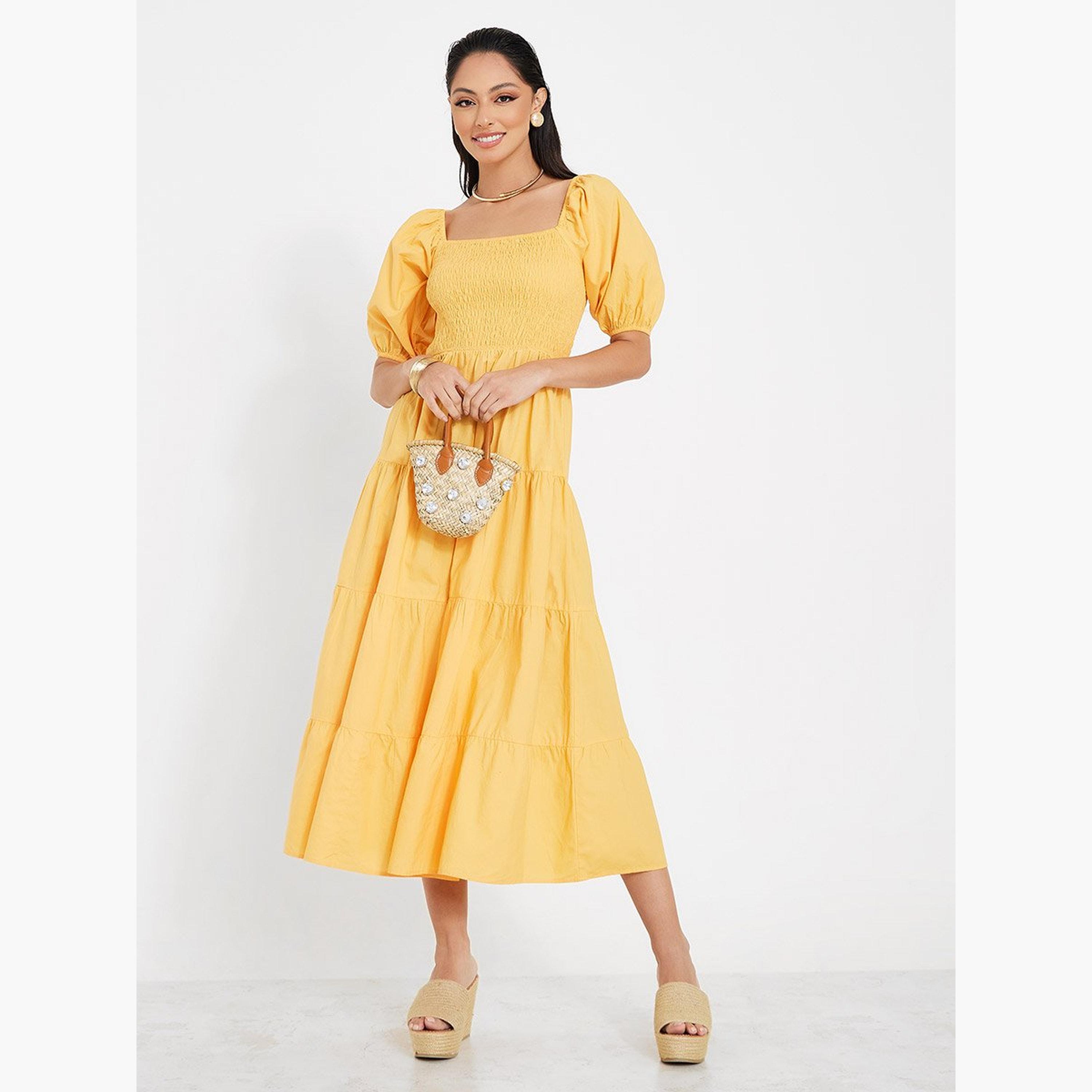 Styli Square Neck Tiered Midi Dress-women-clothing-dresses-image-1