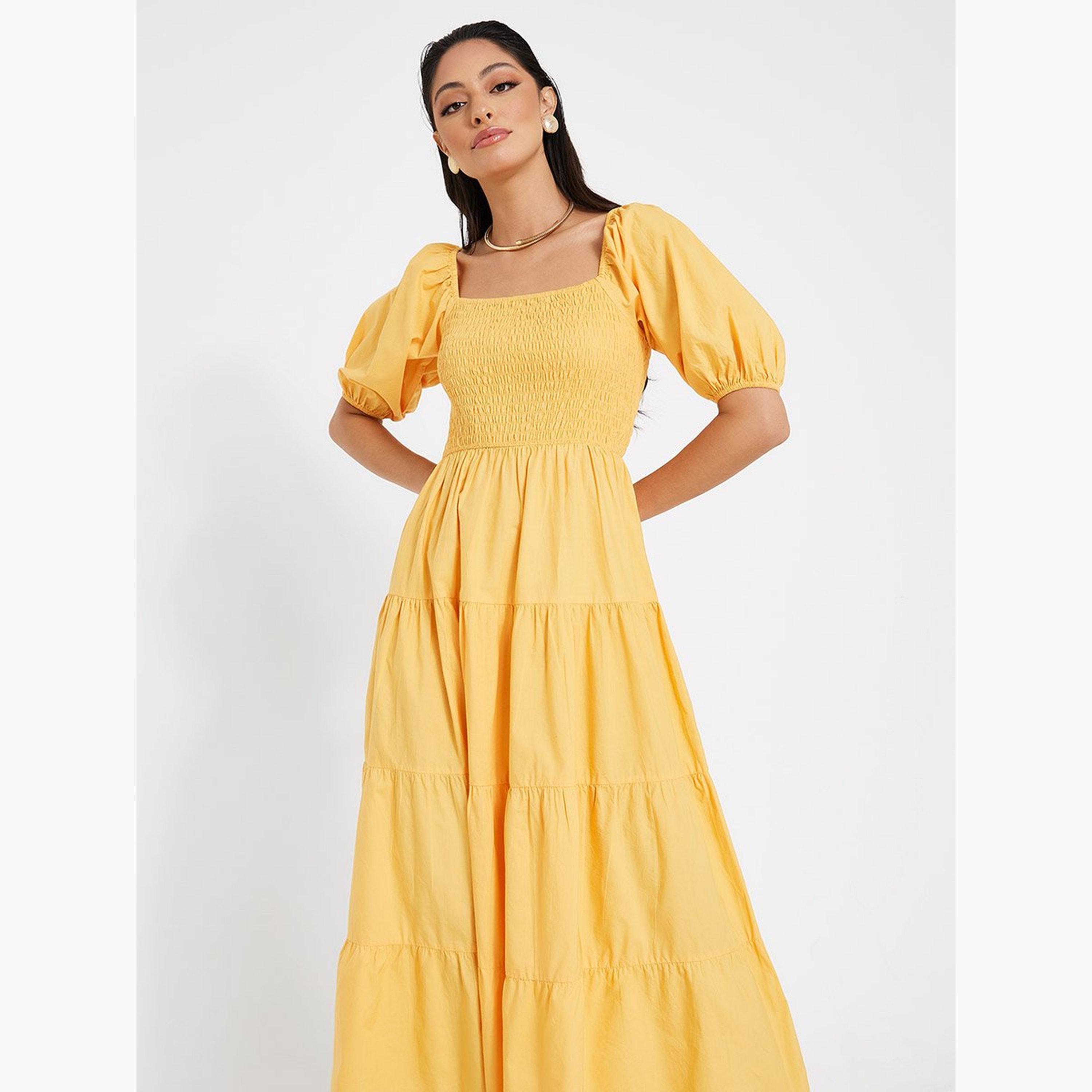 Styli Square Neck Tiered Midi Dress-women-clothing-dresses-image-2