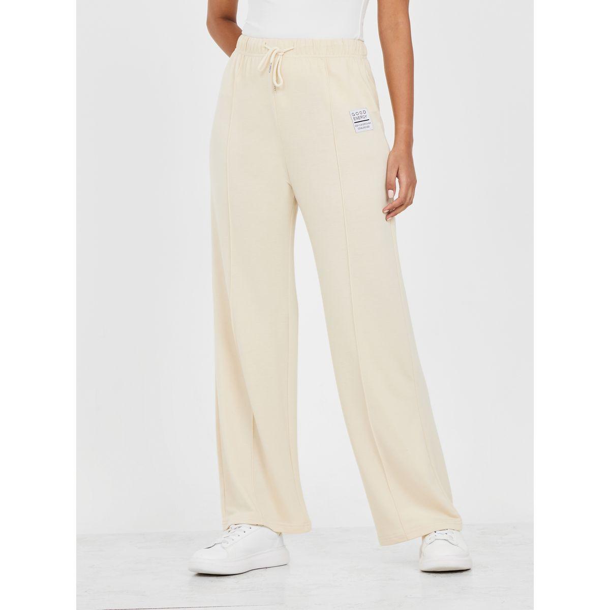 جوغر واسع الأرجل مزين بدرزت-women-clothing-bottoms-joggers-image-1
