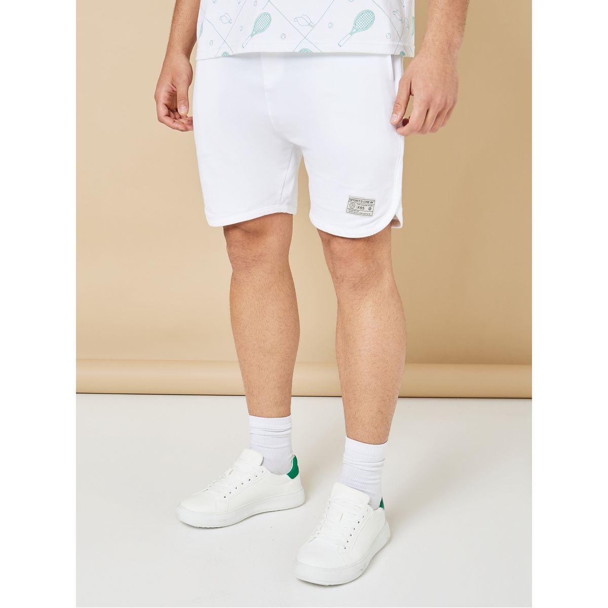 Styli Limited Pure Cotton Terry Tennis Regular Shorts with Patch Detail-men-clothing-bottoms-shorts-image-1