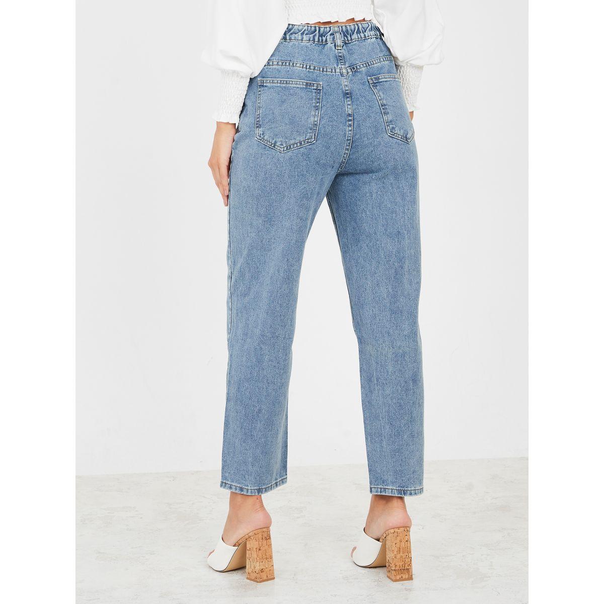 جينز بأرجل مستقيمة وخصر مطاطي-women-clothing-bottoms-jeans-image-4
