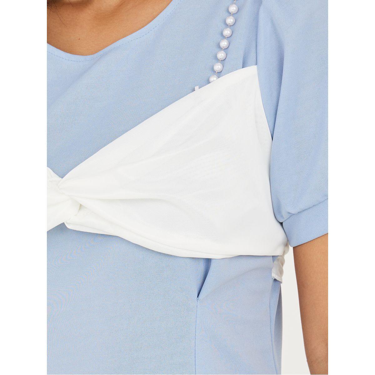 Styli Bow Knot Detail Puff Sleeves Mini Dress-women-clothing-dresses-image-3