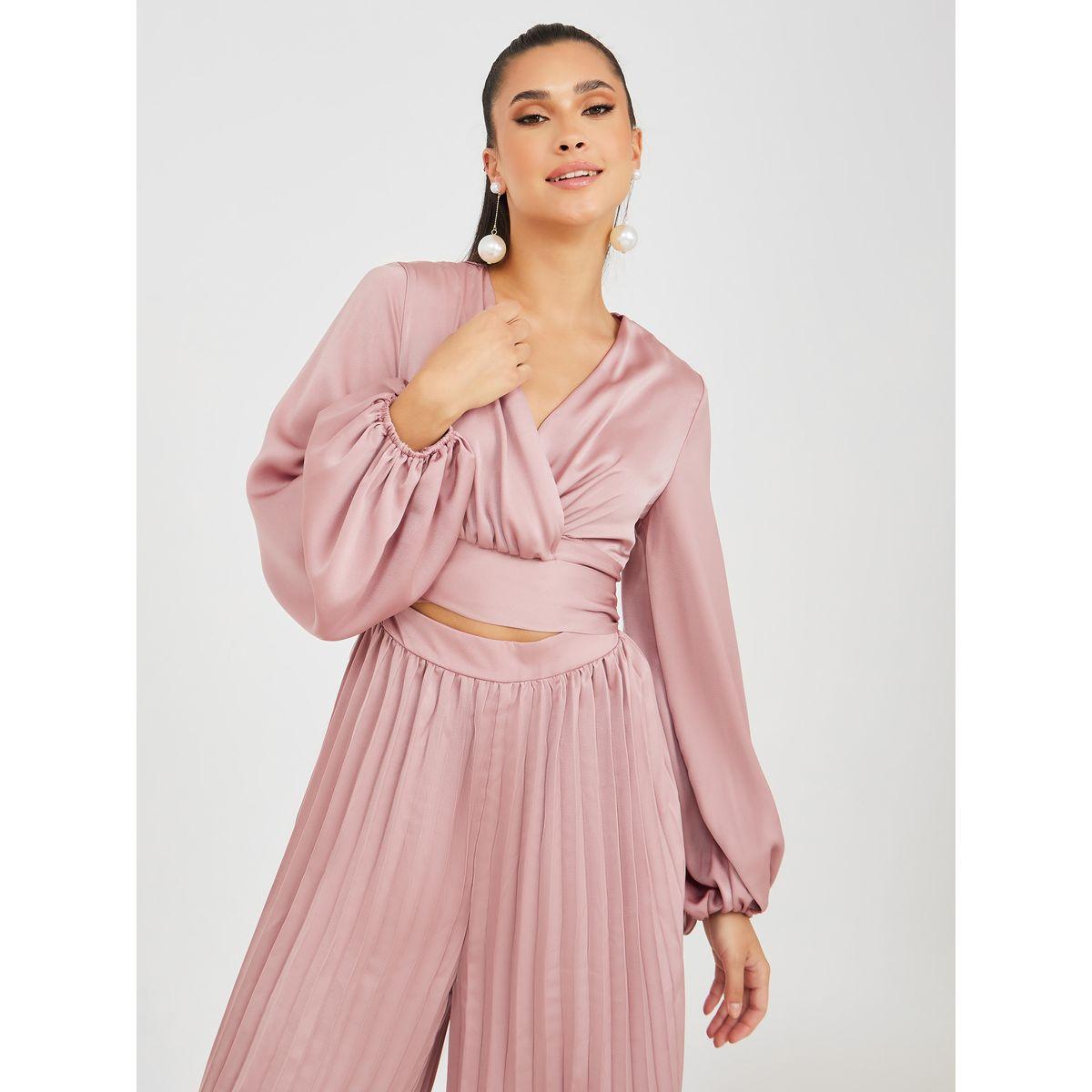 Styli Satin Pleated Wide Leg Jumpsuit with Cut Out Detail-women-clothing-jumpsuits-image-2