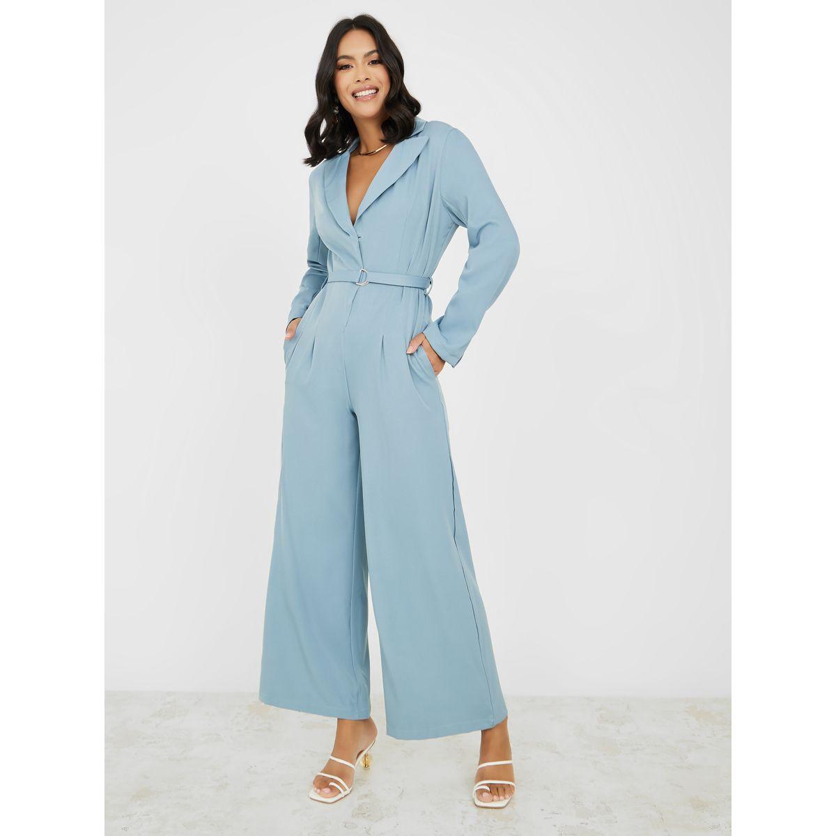 جمبسوت واسع الأرجل بحزام خصر-women-clothing-jumpsuits-image-1
