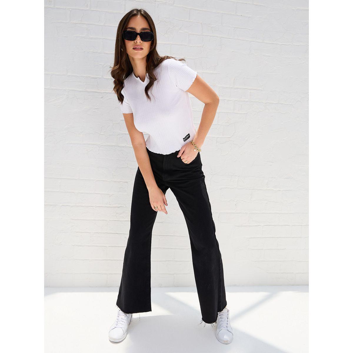 Styli Elevate Regular Fit Lettuce Edge Ribbed Crop T-Shirt-women-clothing-tshirts-image-2